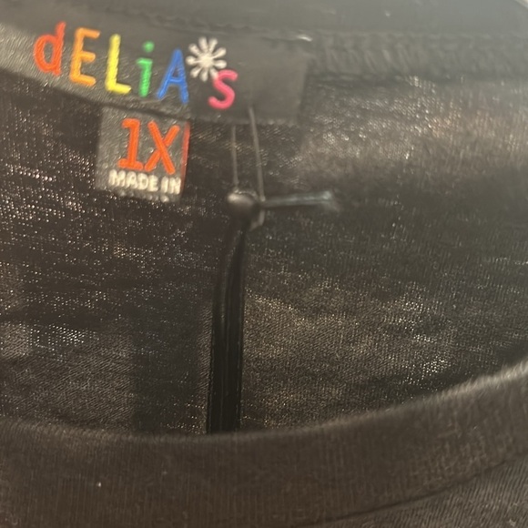 Delia’s x dolls kill plus size 1X black Y2K graphic bear T-shirt long sleeve top - Picture 5 of 5